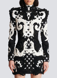 Robe courte brodée baroque - Noir & Blanc