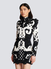 Robe courte brodée baroque - Noir & Blanc