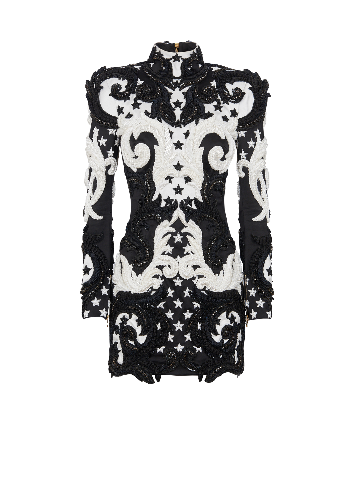 Robe courte brodée baroque - Noir & Blanc