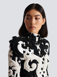 Robe courte brodée baroque - Noir & Blanc