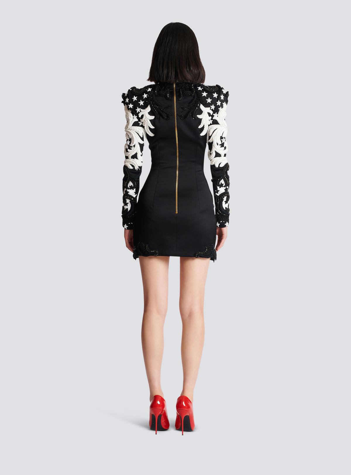 Robe courte brodée baroque - Noir & Blanc