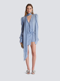 Robe nouée en soie python - Bleu Pâle