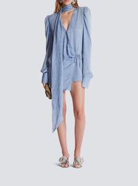 Robe courte nouée en soie - Bleu Pâle