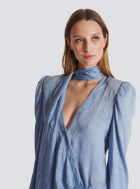 Robe nouée en soie python - Bleu Pâle