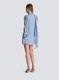 Robe nouée en soie python - Bleu Pâle