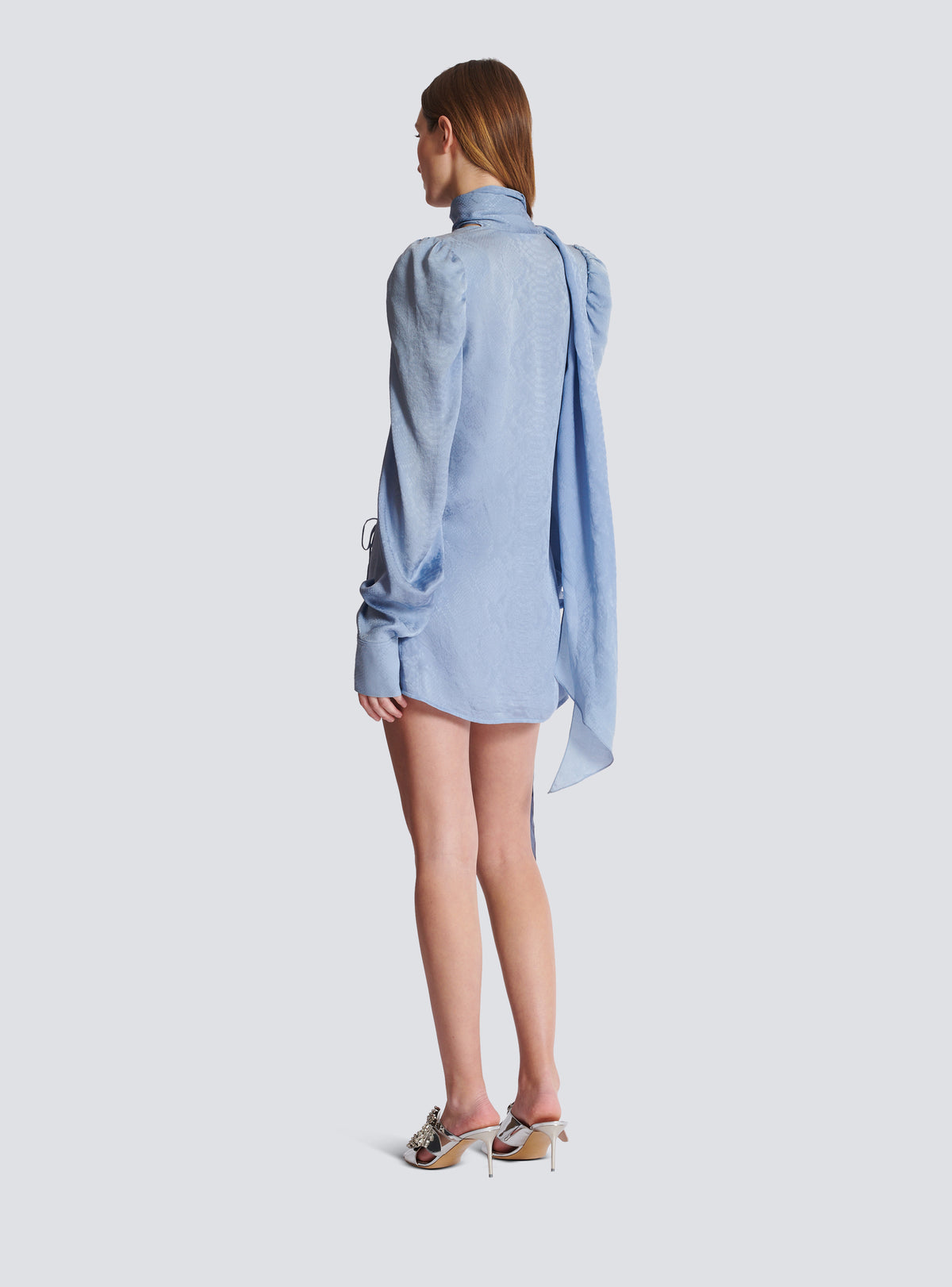 Robe nouée en soie python - Bleu Pâle