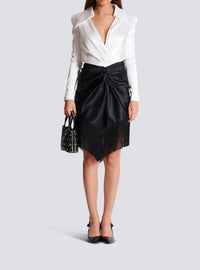 Robe courte de tailleur en soie - Noir & Blanc