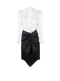 Robe courte de tailleur en soie - Noir & Blanc