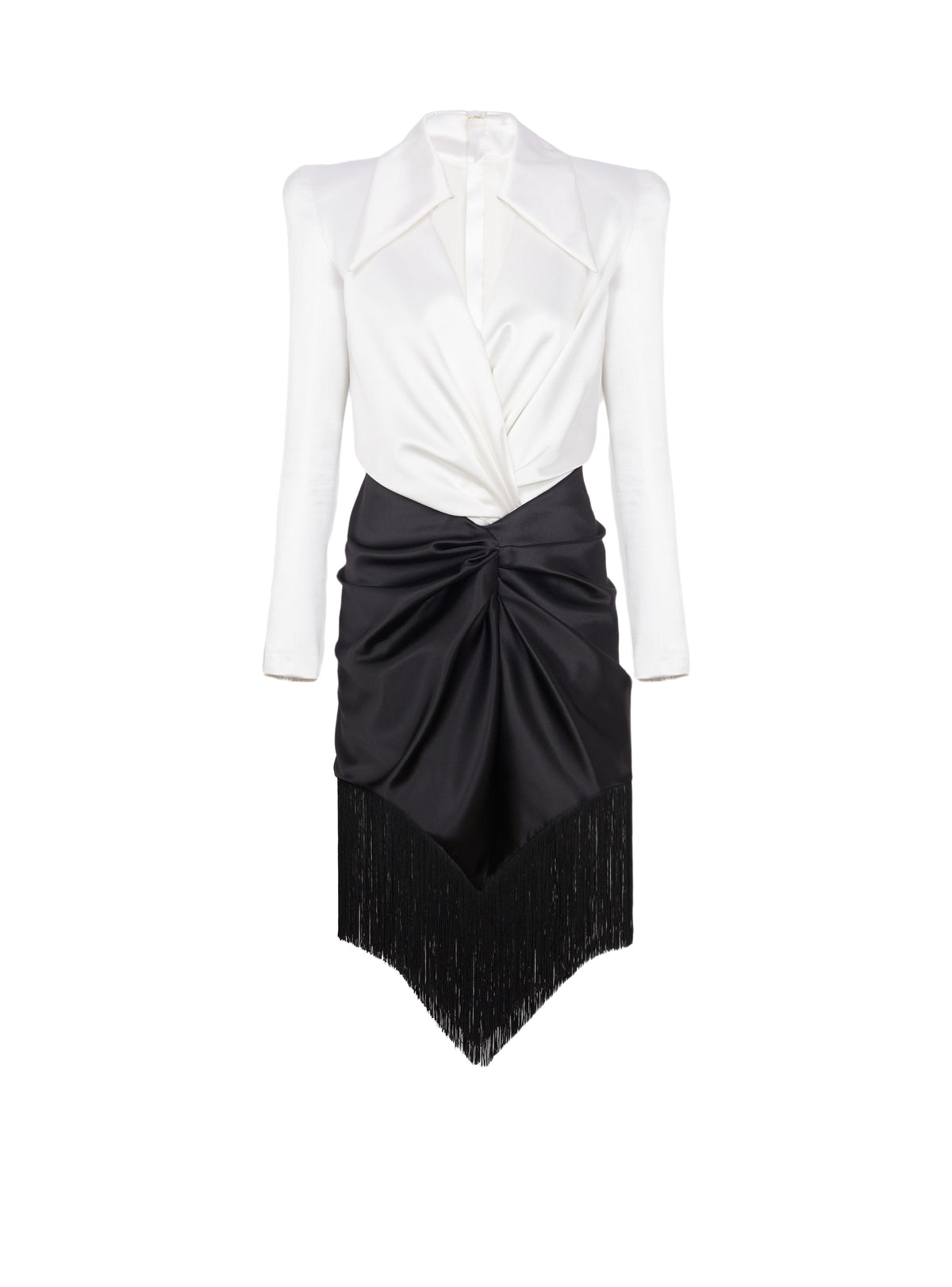 Robe courte de tailleur en soie - Noir & Blanc