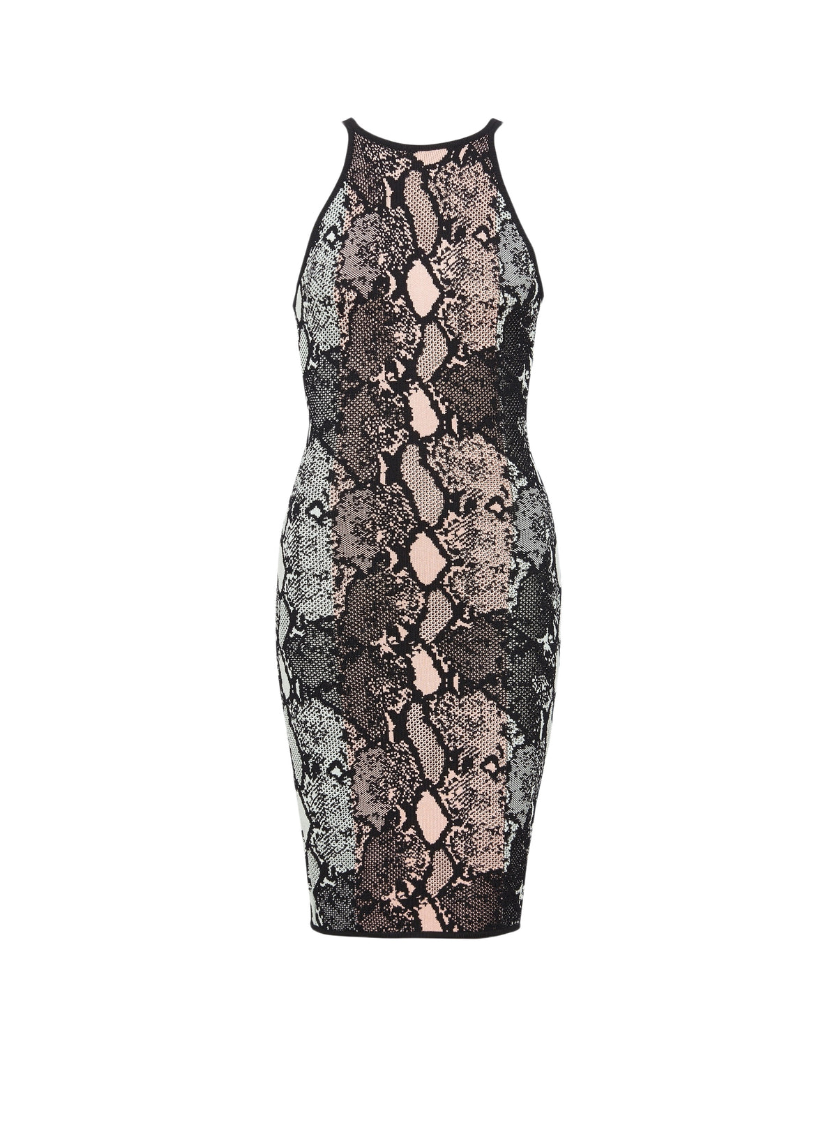 Robe midi en python pastel sans manches - Vert Pâle & Saumon Clair I & Noir