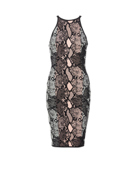 Robe midi en python pastel sans manches - Vert Pâle & Saumon Clair I & Noir
