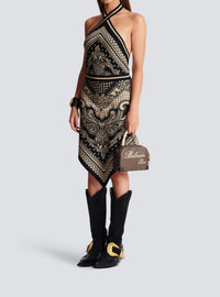 Robe courte dos-nu en maille - Ivoire & Noir