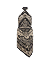 Robe courte dos-nu en maille - Ivoire & Noir