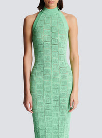 Robe dos-nu en maille monogramme - Vert D'Eau