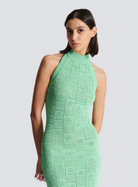 Robe dos-nu en maille monogramme - Vert D'Eau