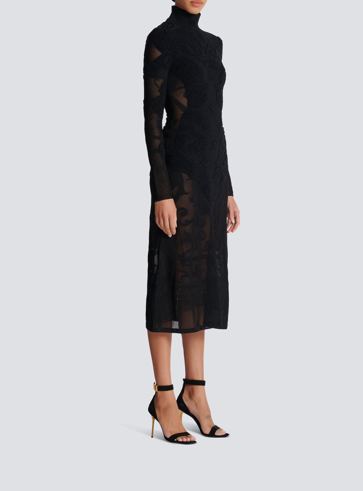 Fine knit midi dress - Black