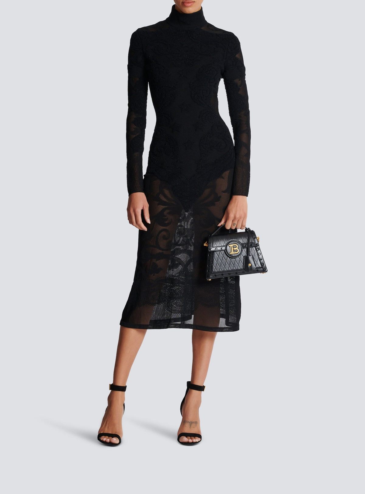 Fine knit midi dress - Black