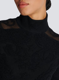 Fine knit midi dress - Black