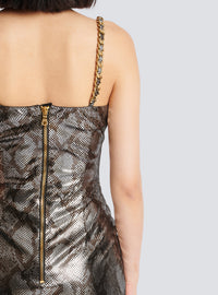Robe longue à bretelles chaîne - Gris & Noir