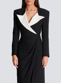Robe longue structurée en crêpe - Noir & Blanc