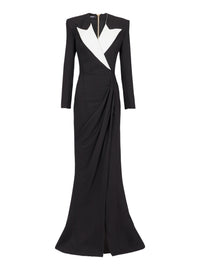Robe longue structurée en crêpe - Noir & Blanc