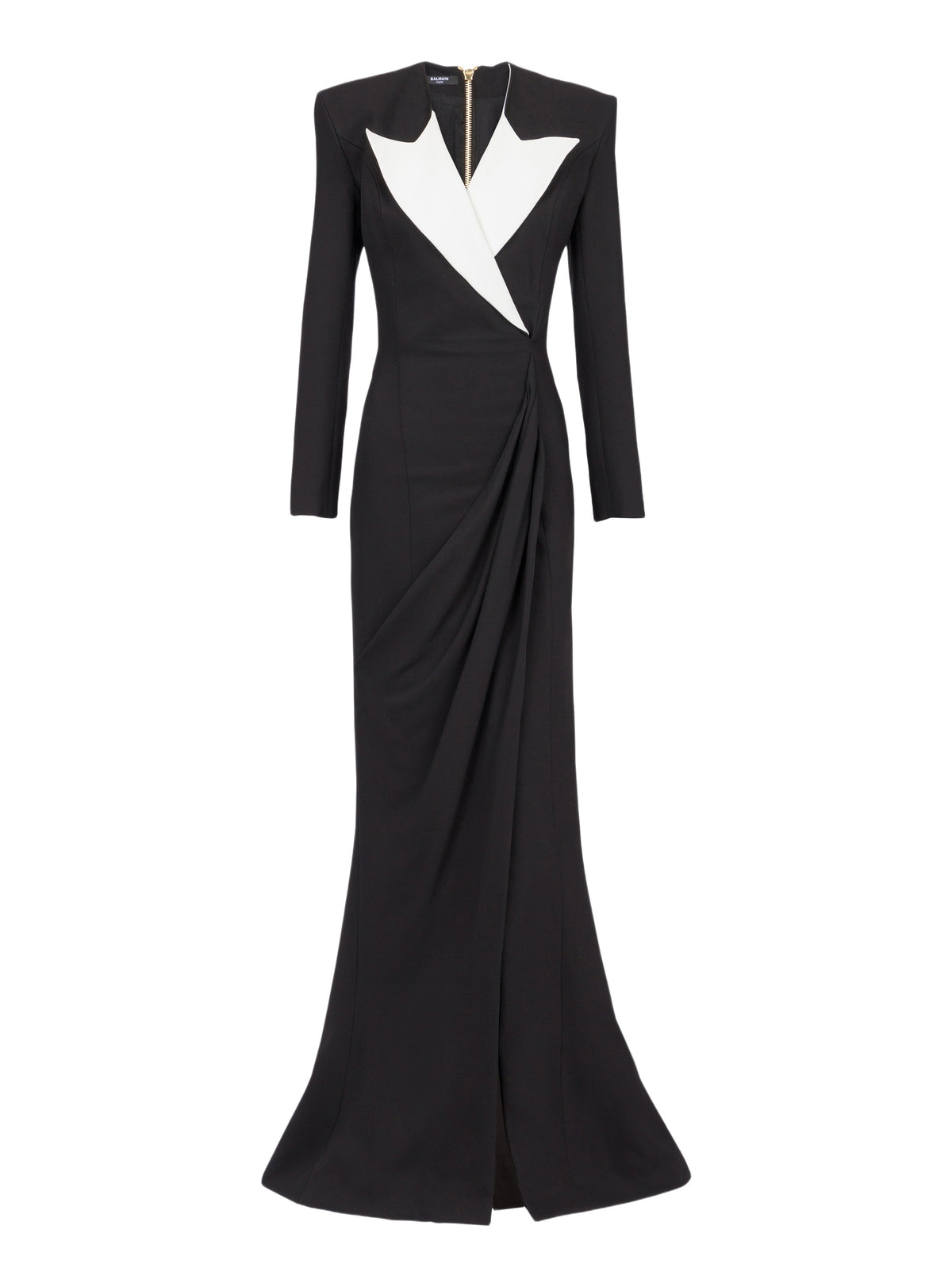 Robe longue structurée en crêpe - Noir & Blanc