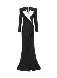 Robe longue structurée en crêpe - Noir & Blanc