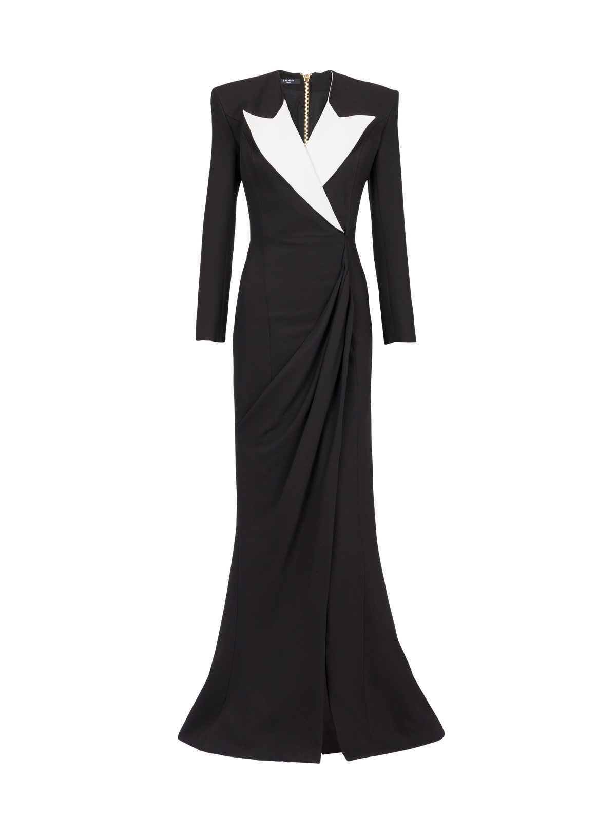 Robe longue structurée en crêpe - Noir & Blanc