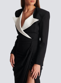 Robe longue structurée en crêpe - Noir & Blanc