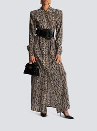 Robe longue en soie - Gris Foncé