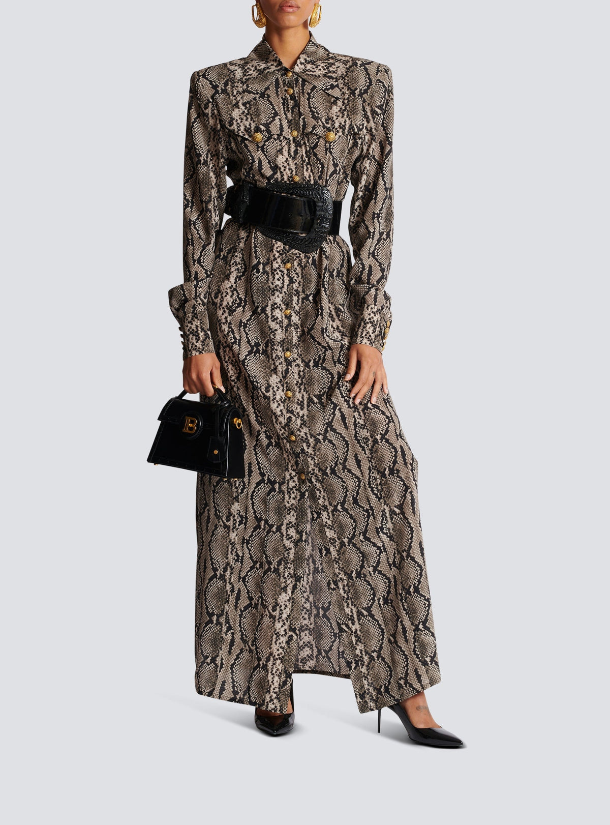 Robe longue en soie - Gris Foncé