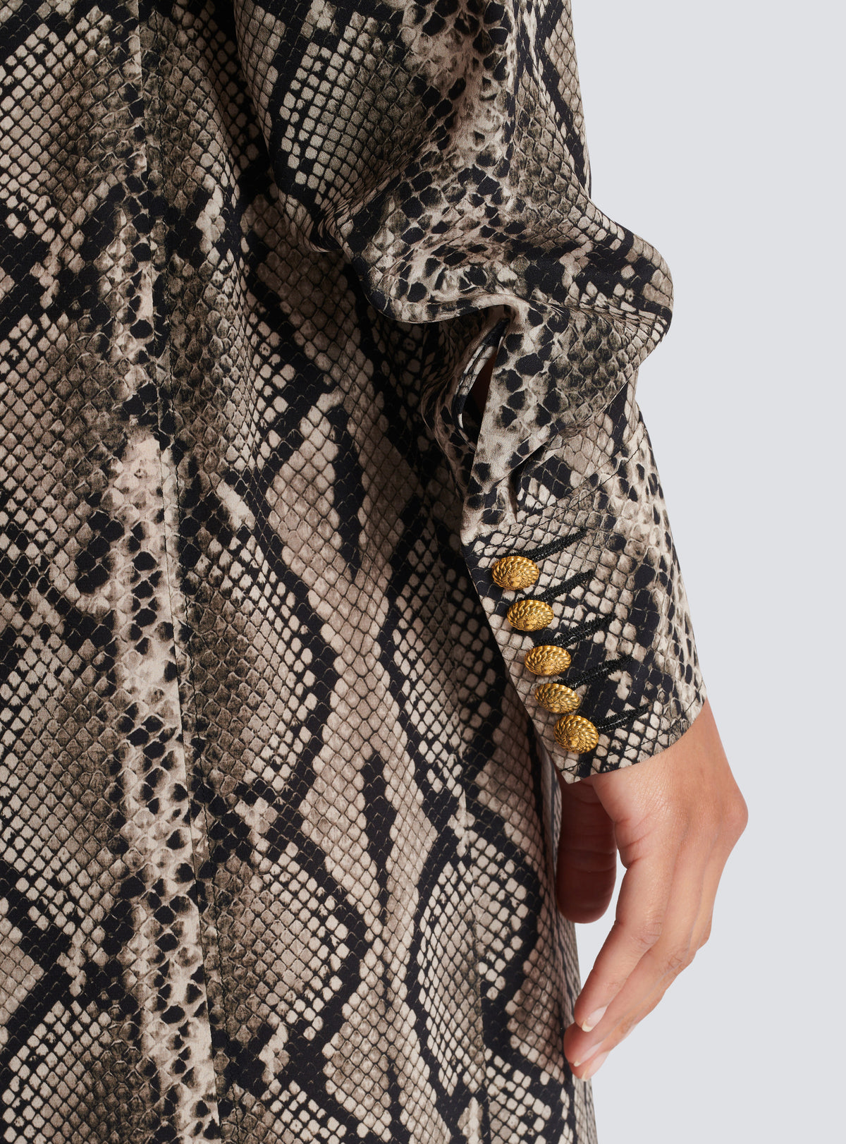 Robe chemise en soie python - Gris Foncé