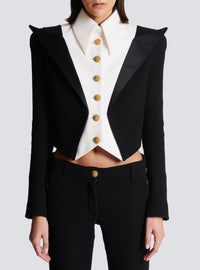 Veste 6 boutons courte en crêpe - Blanc & Noir