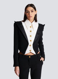 Veste 6 boutons courte en crêpe - Blanc & Noir