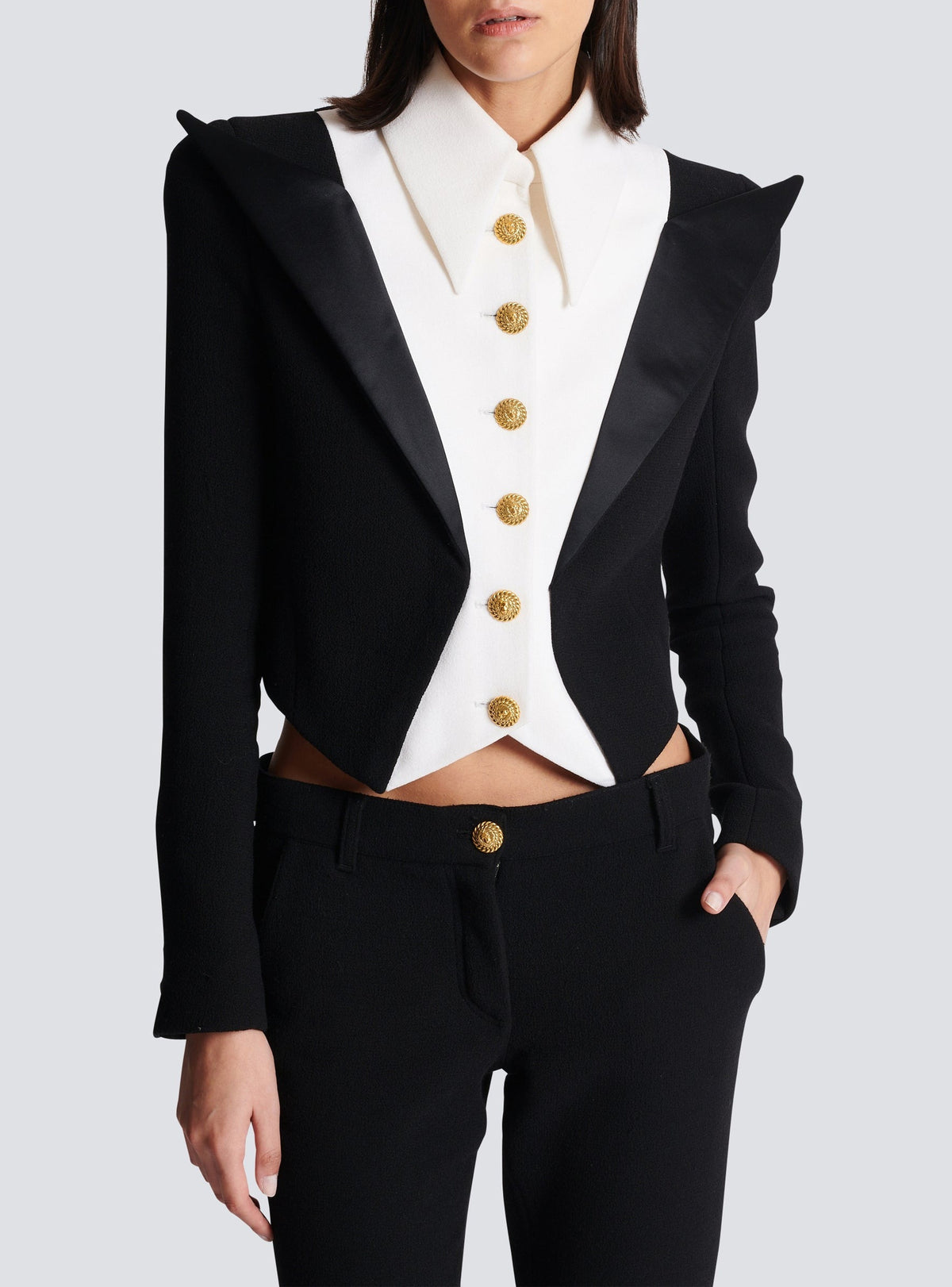 Veste courte en laine - Blanc & Noir