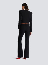 Veste 6 boutons courte en crêpe - Blanc & Noir