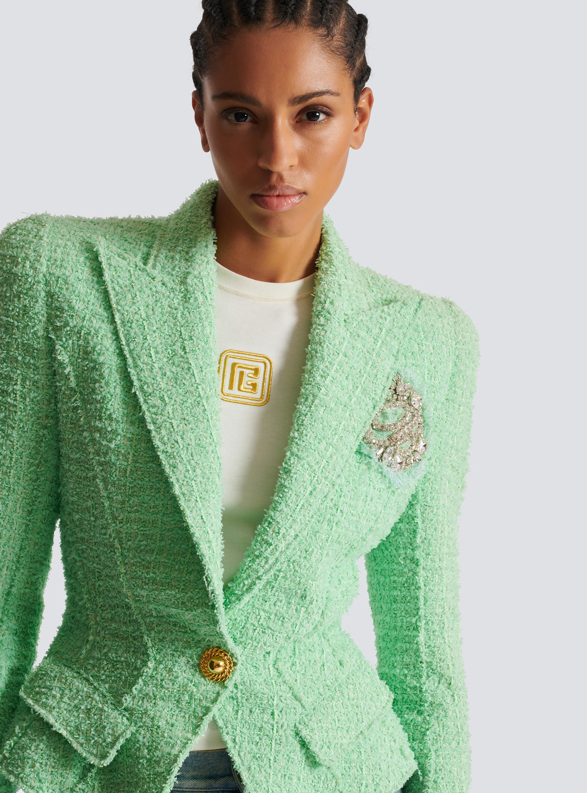 Veste jolie madame en tweed - Vert