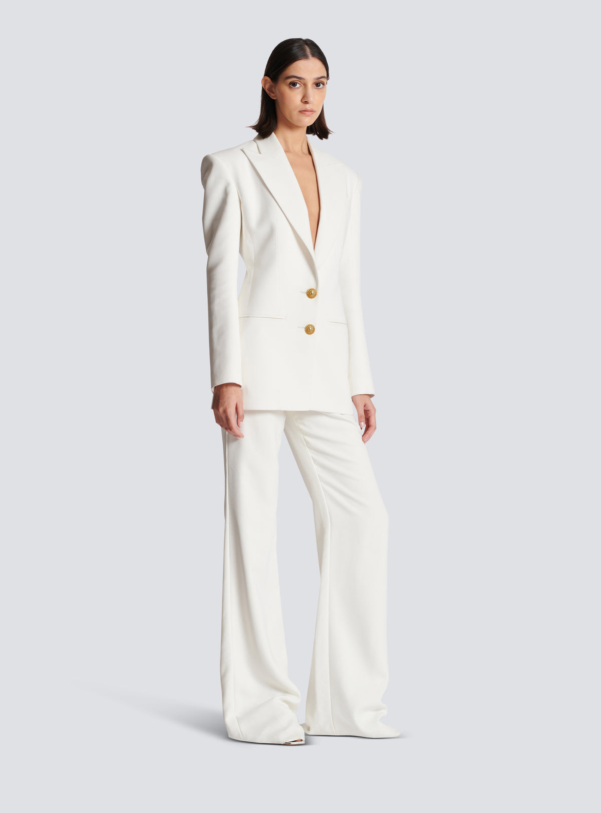 Veste 2 boutons en crêpe - Blanc