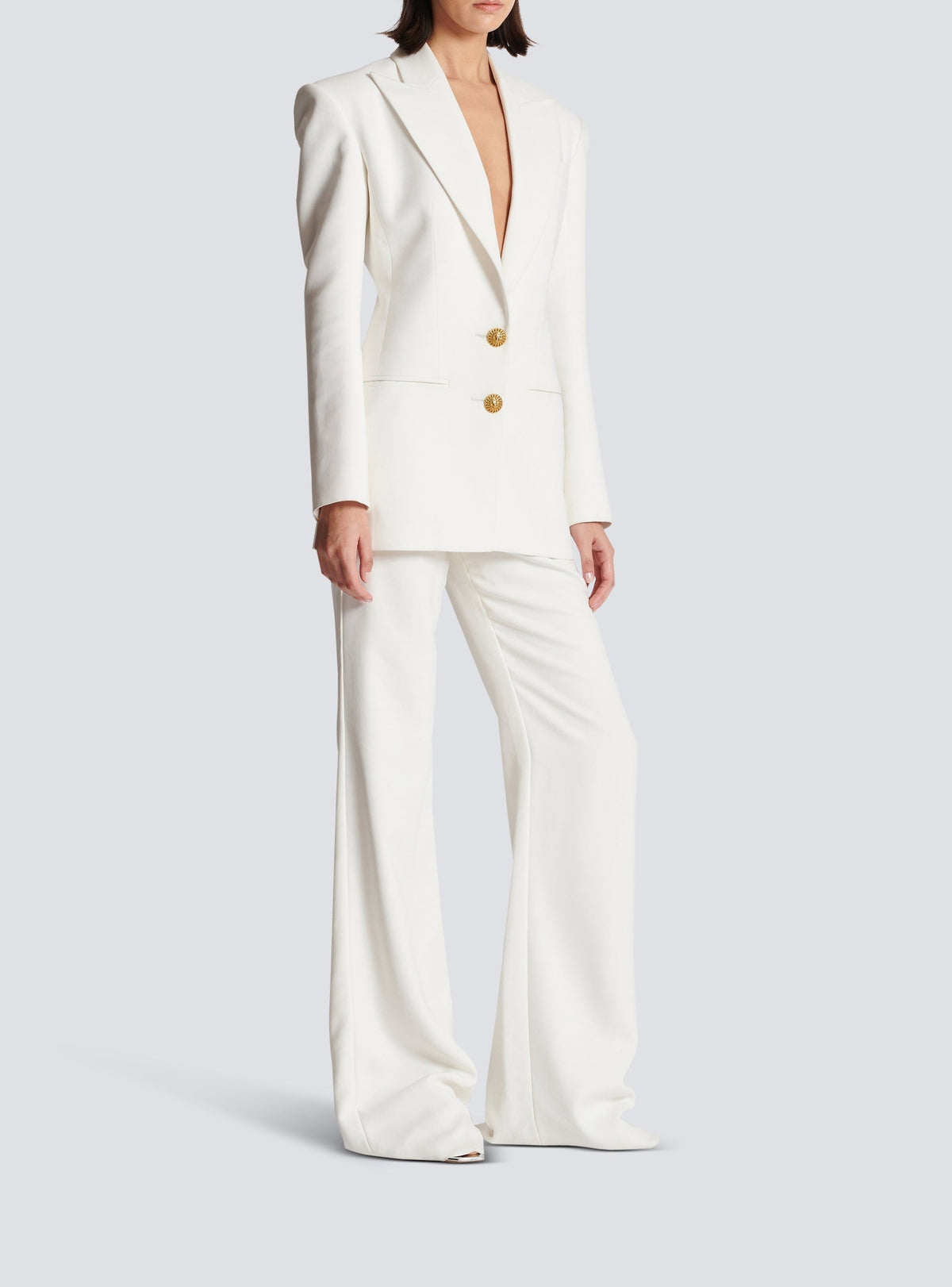 2-button crepe jacket - White