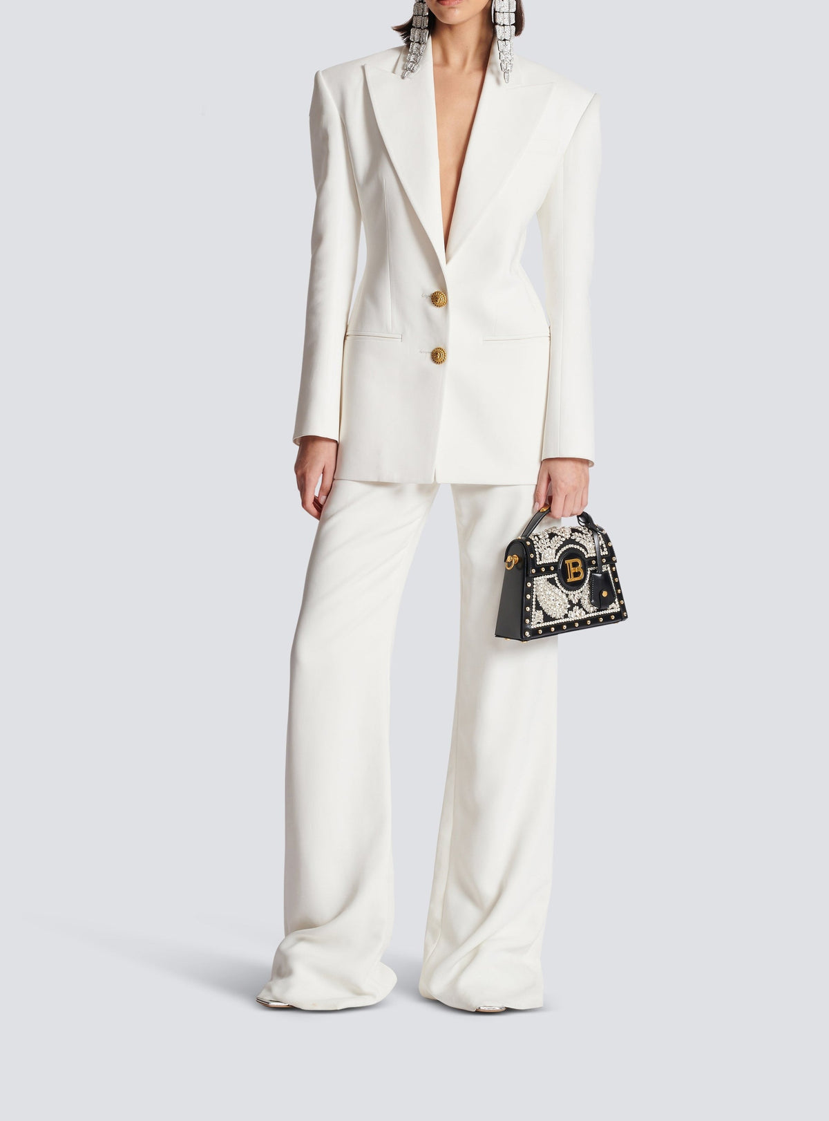 2-button crepe jacket - White
