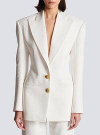 Veste 2 boutons en crêpe - Blanc