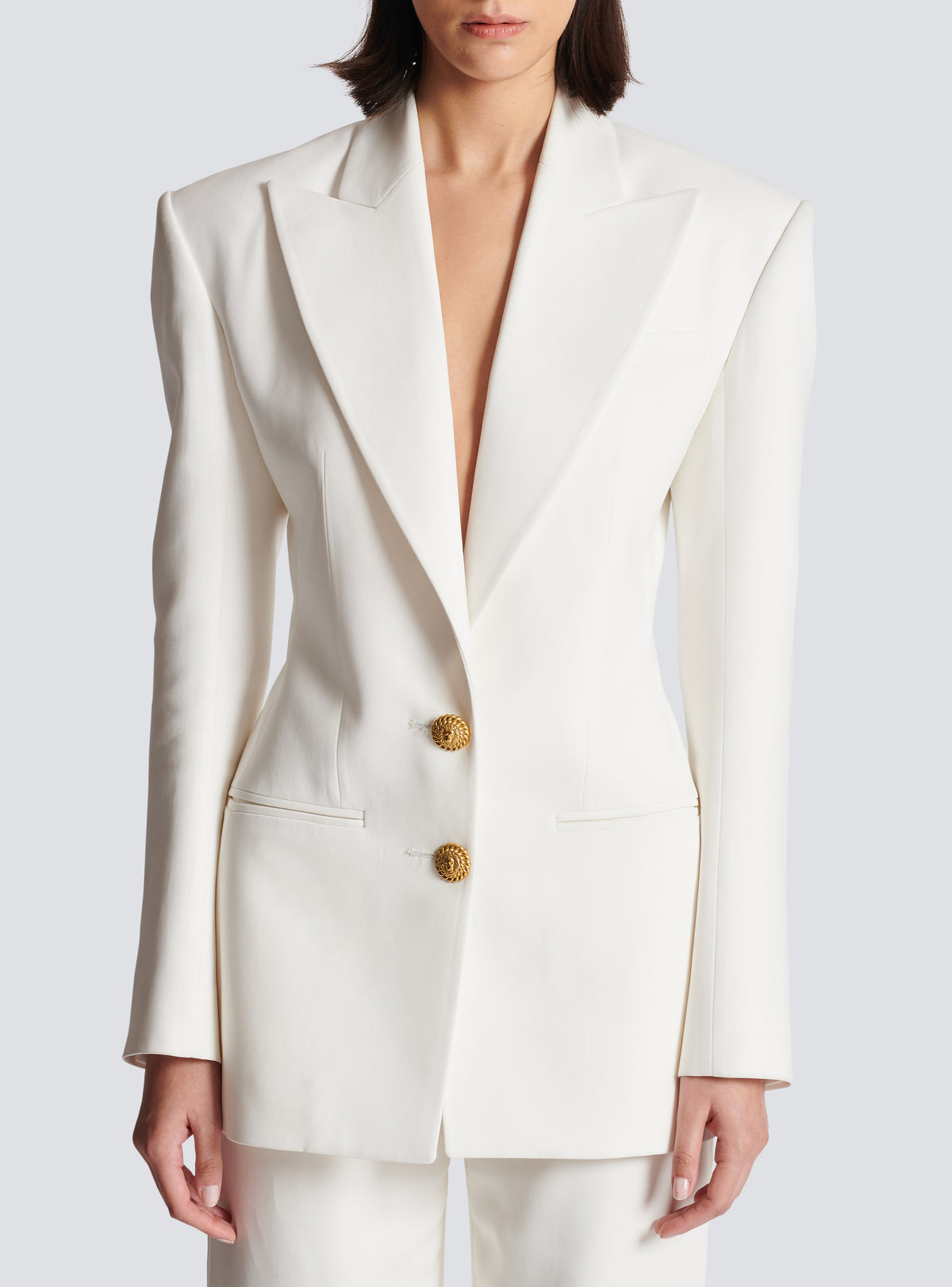 Veste 2 boutons en crêpe - Blanc