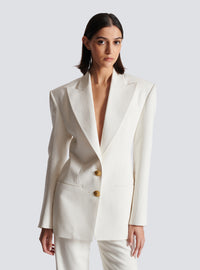 Veste 2 boutons en crêpe - Blanc