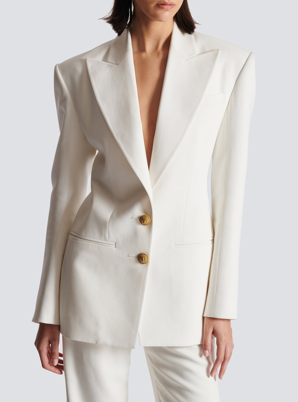 2-button crepe jacket - White