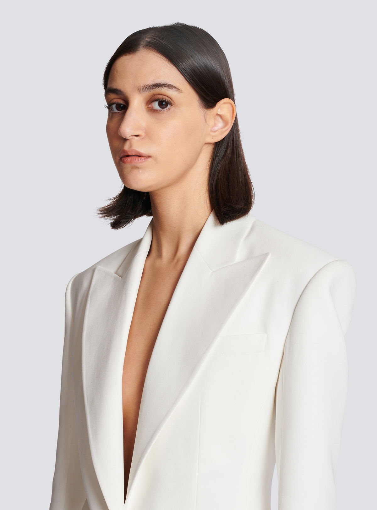Veste 2 boutons en crêpe - Blanc
