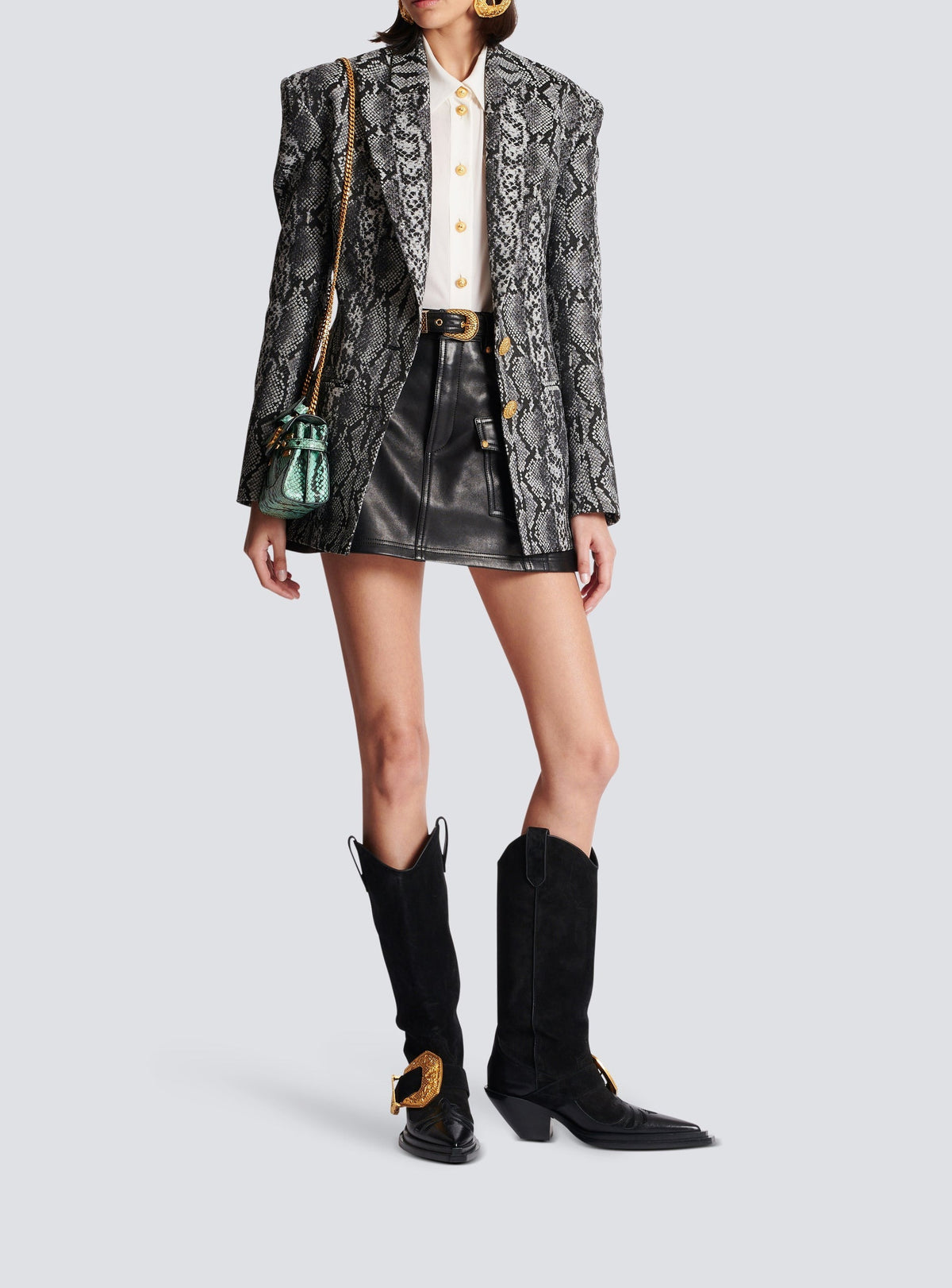 Veste 2 boutons en jacquard - Gris Foncé