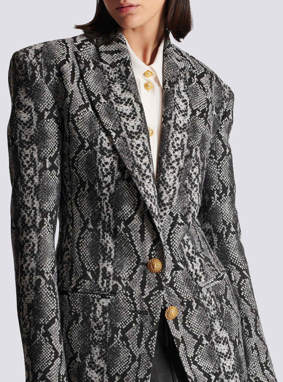 Veste 2 boutons en jacquard - Gris Foncé