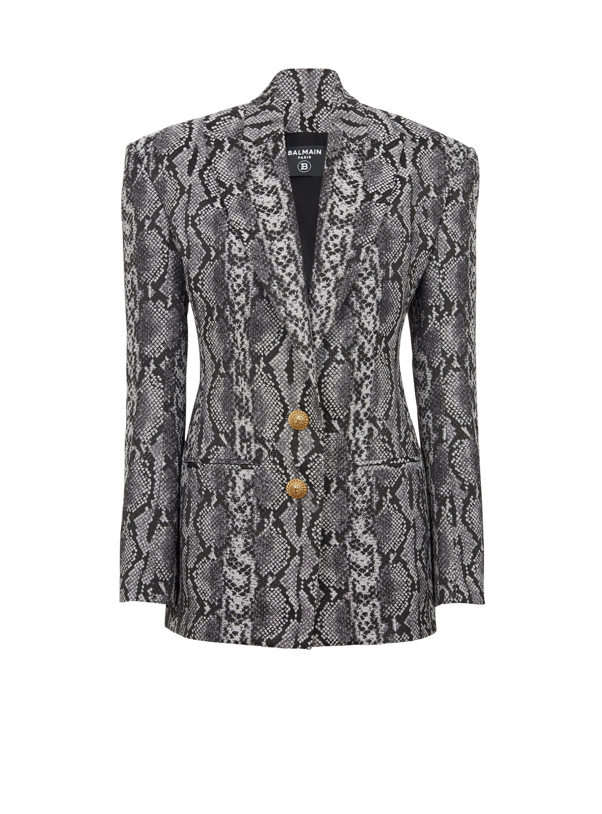 Veste 2 boutons en jacquard python - Gris Foncé