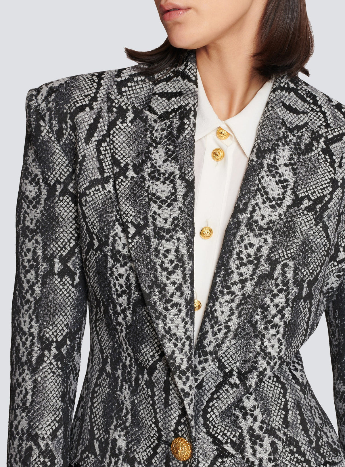 Veste 2 boutons en jacquard - Gris Foncé
