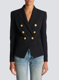 Blazer à double boutonnage en laine - Noir